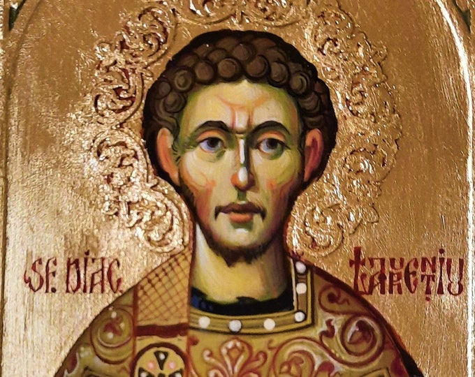 Saint Andrew of Crete, Saint Lawrence the Deacon, Saint Nicholas, Saint Cassian, Byzantine Icons, 20x30cm, Hand Painted, Orthodox Tradition