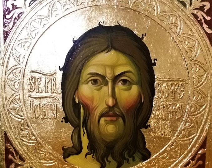 Byzantine Icon of Saint John the Baptist, 30 x 30 cm. Christian Orthodox Tradition, made to order