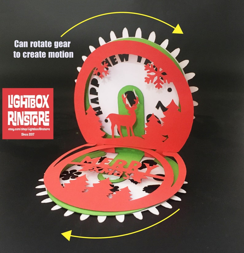 Gear Card 114 Christmas Svg 3d Shadow Box Template Svg Etsy