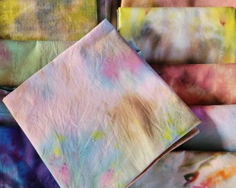 AURORA BOREALIS, 11 PIECES, cotton, hand dyed, cotton and linen fabrics, for project, ready to ship, patchwork,