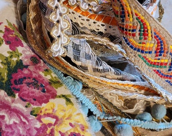 11 crazy ribbons. schabby chic, bookbinding , journaling, collage , ribbons bundle,