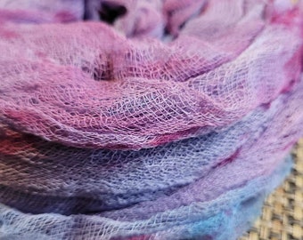 FRÜHLING FRÜCHTE,Handgefärbter gelber, pink und roter Baumwollstoff, Gaze, Gaze, Nunofilz, Filzen