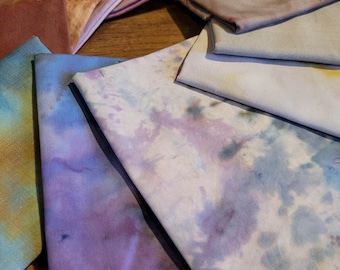 EVENING, 11 PIECES, cotton, hand dyed, cotton and linen fabrics, for project, ready to ship, patchwork,