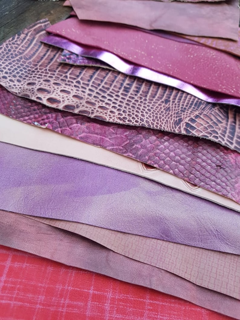 PINK FLAMINGO Leather Scraps,Real Sheep and cow Skin,Leather Fabric for Earrings,Jewelry,crafts,Leather Samples,Swatches,creative pack