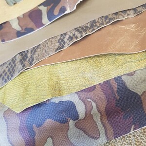 Ritagli di vera pelle – Colori militari, pezzi di pelle di agnello e di vacchetta