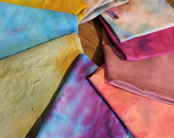 IN THE MORNING, 11 pieces, cotton, hand dyed, cotton and linen fabrics, for project, ready to ship, patchwork,