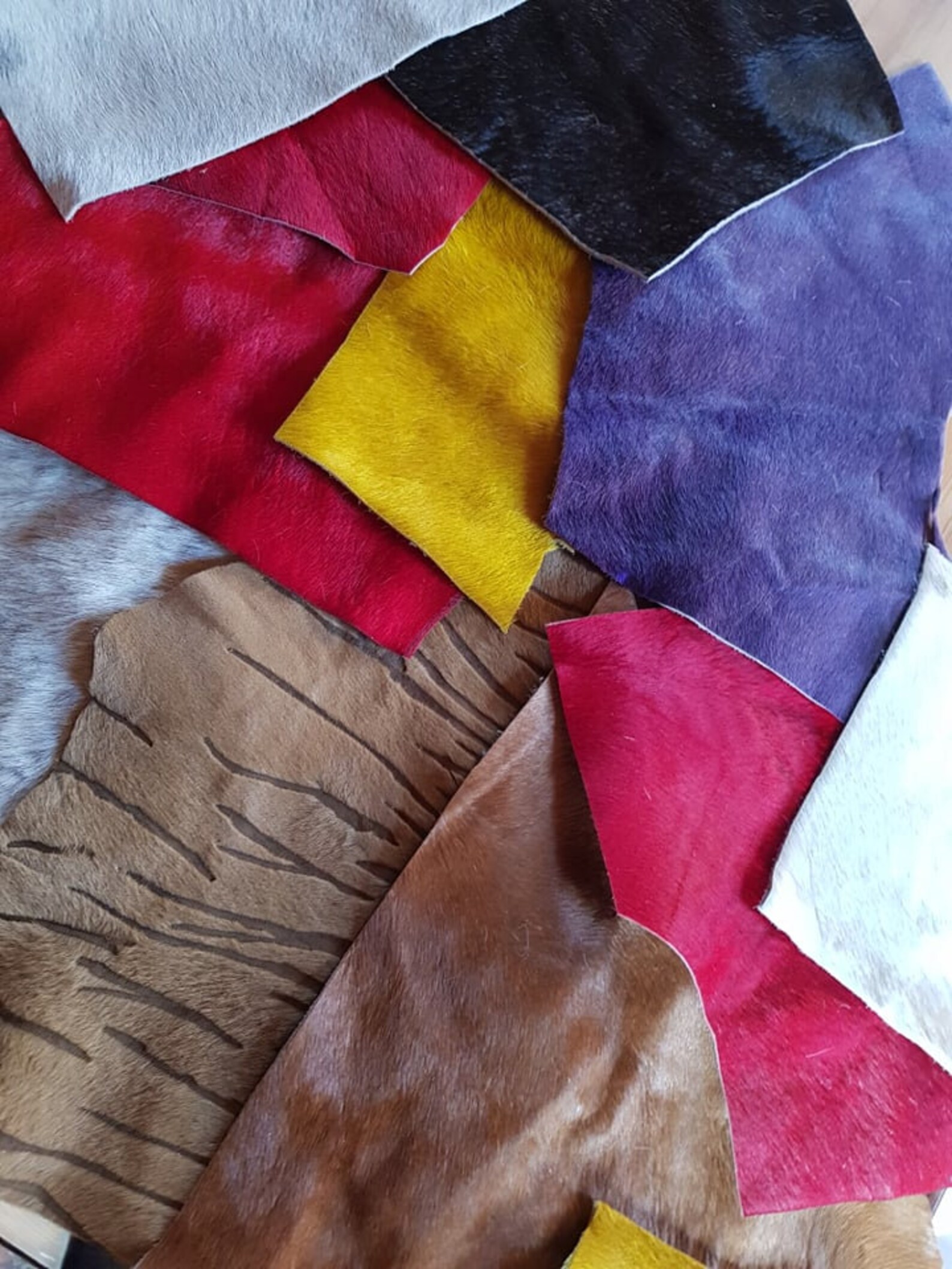 COWHIDE REMNANTS Scraps Hair on Cowhide Leather red yellow Etsy