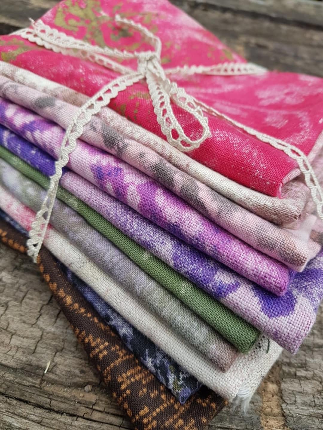 Discharged and Printed Pack of Natural Linen, Linen Bundle, Linen ...