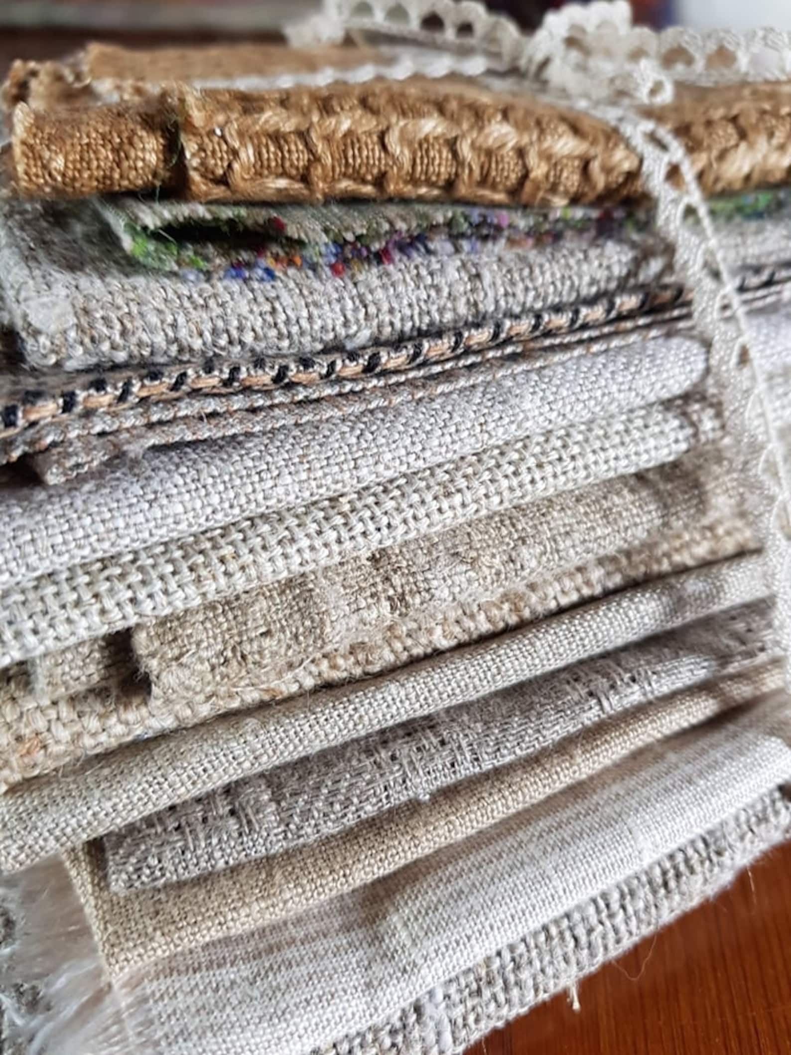 PURE NATURE Small Linen fabric scraps assorted colour Etsy