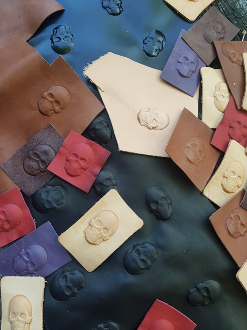 Skull Town Embossed SKULL SQUARES , Real Sheep and Cow Skin,leather ...
