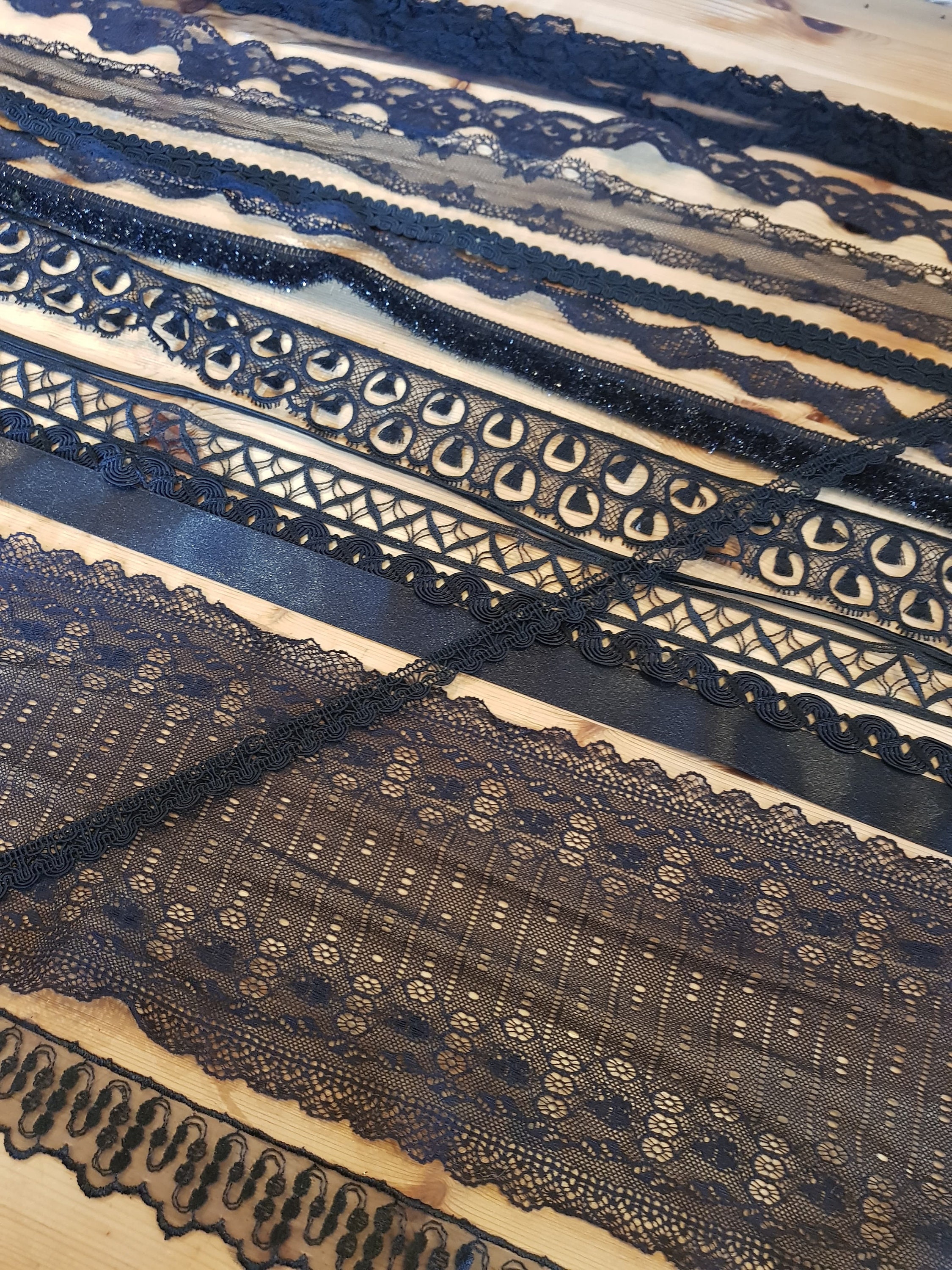 14 BLACK CRAZY RIBBONS ribbons Tapes Bundlebookbinding Etsy