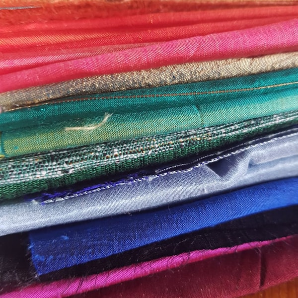 SILK RAINBOW, dupioni and shantung silk in scraps.silk remnants, silk bundle, ready to ship