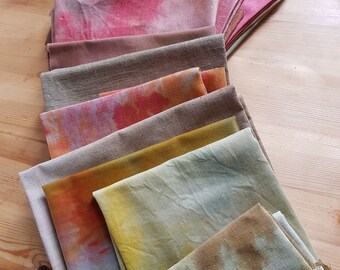 DESERT ROSE, 11 PIECES, cotton, hand dyed, cotton and linen fabrics, for project, ready to ship, patchwork,