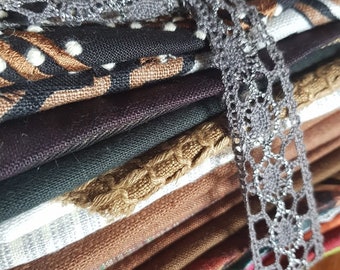 Paquete de retazos de lino MULTI-KULTI, restos, piezas, patchwork, puntada lenta, boro, puntada de meditación, kantha