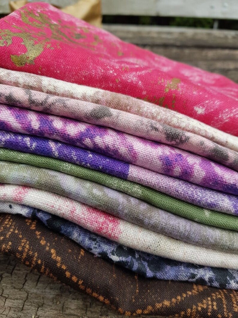 Discharged and Printed Pack of Natural Linen, Linen Bundle, Linen ...