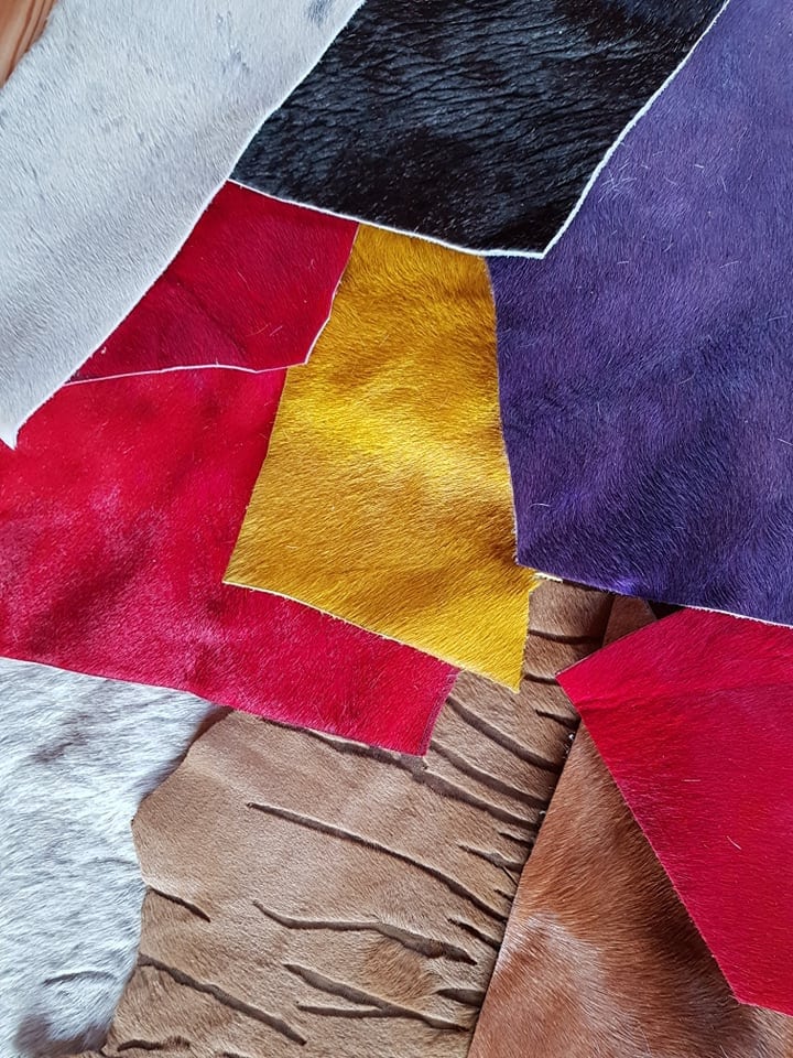 COWHIDE REMNANTS Scraps Hair on Cowhide Leather red yellow Etsy