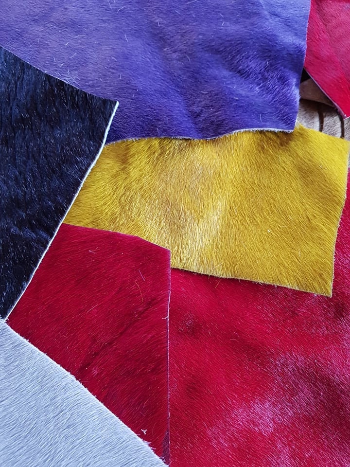 COWHIDE REMNANTS Scraps Hair on Cowhide Leather red yellow Etsy