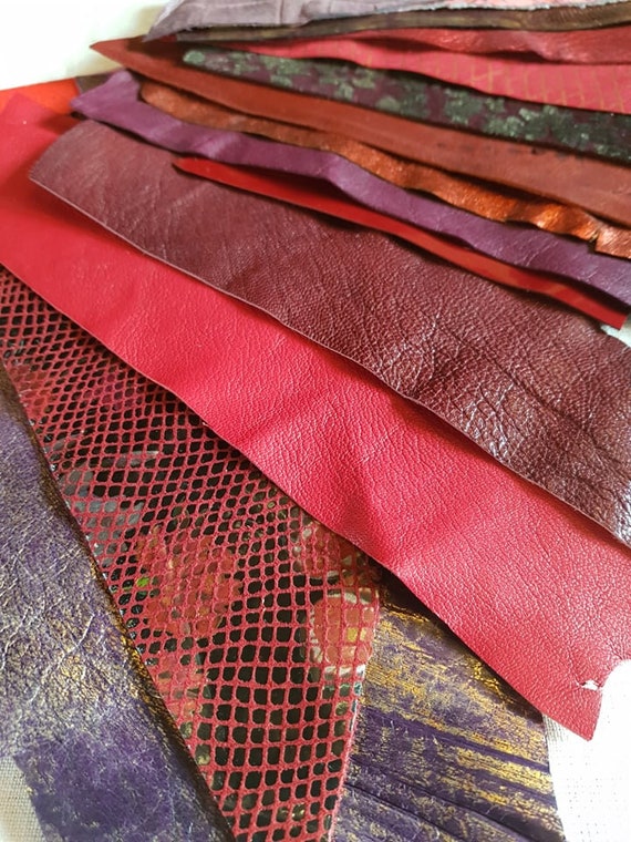 RED Lipstick.leather Scrapsreal Sheep and Cow Skinleather Etsy
