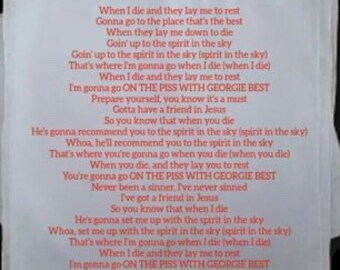 George Best Handkerchief with lyrics Spirit in the sky