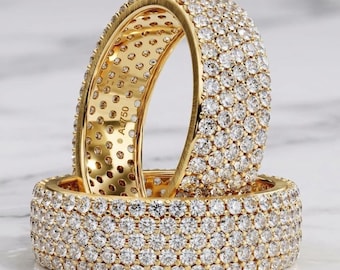 エタニティダイヤモンドリング：3列パヴェ - ラボグロウン、倫理的