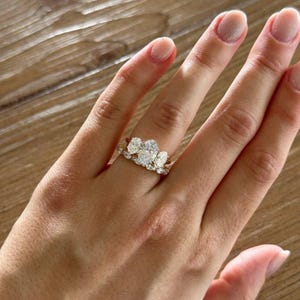 14k Gold Oval Lab Diamond Ring, IGI Certified Three Stone Lab Grown Diamond Ring,