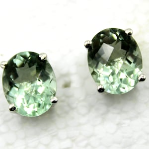 Natural Green Amethyst Silver Studs  Elegant Prasiolite Earrings  Perfect Birthday Gift for Her
