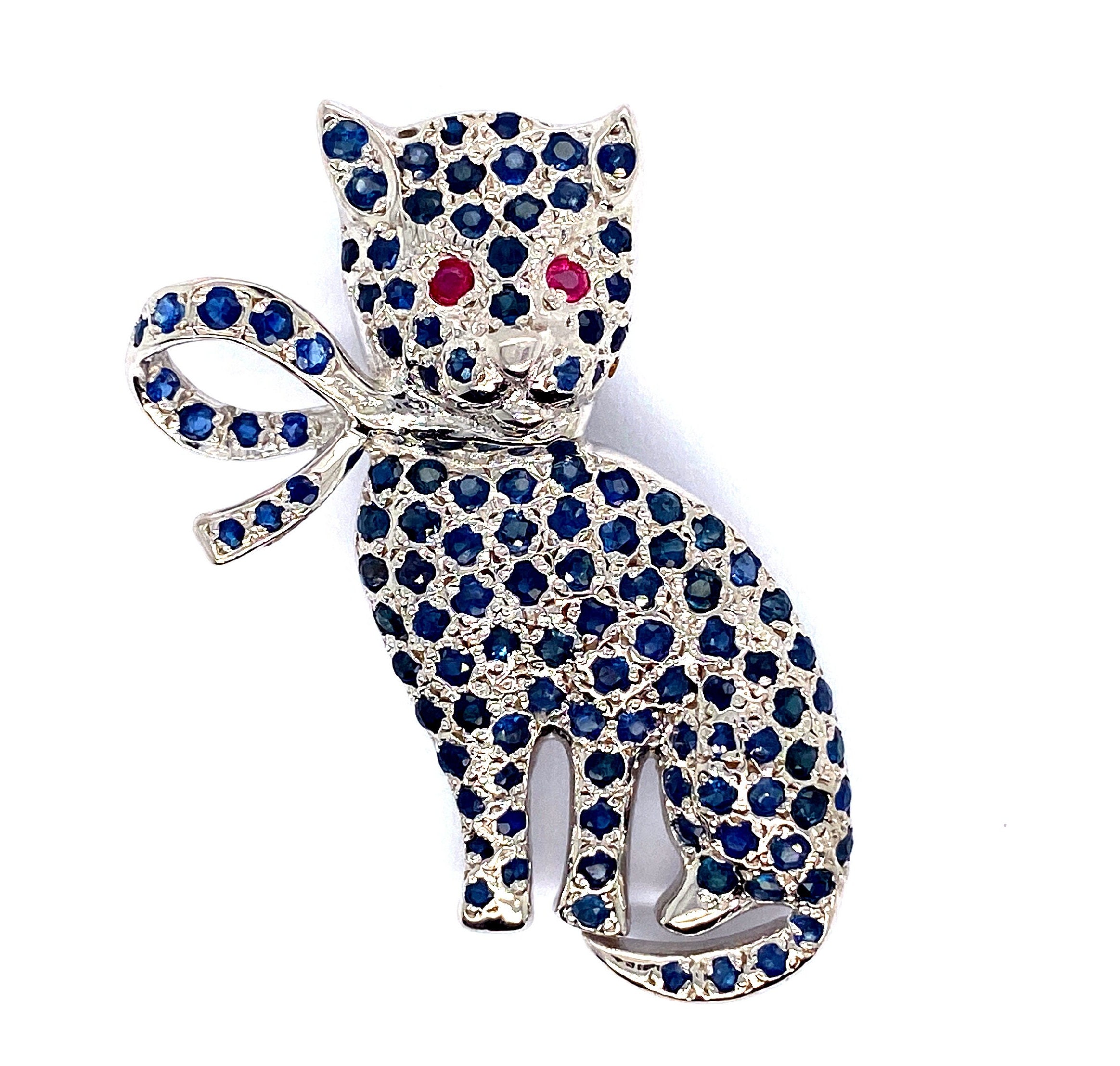 Natural Blue Sapphire Brooch in Sterling Silver Gemstone Etsy