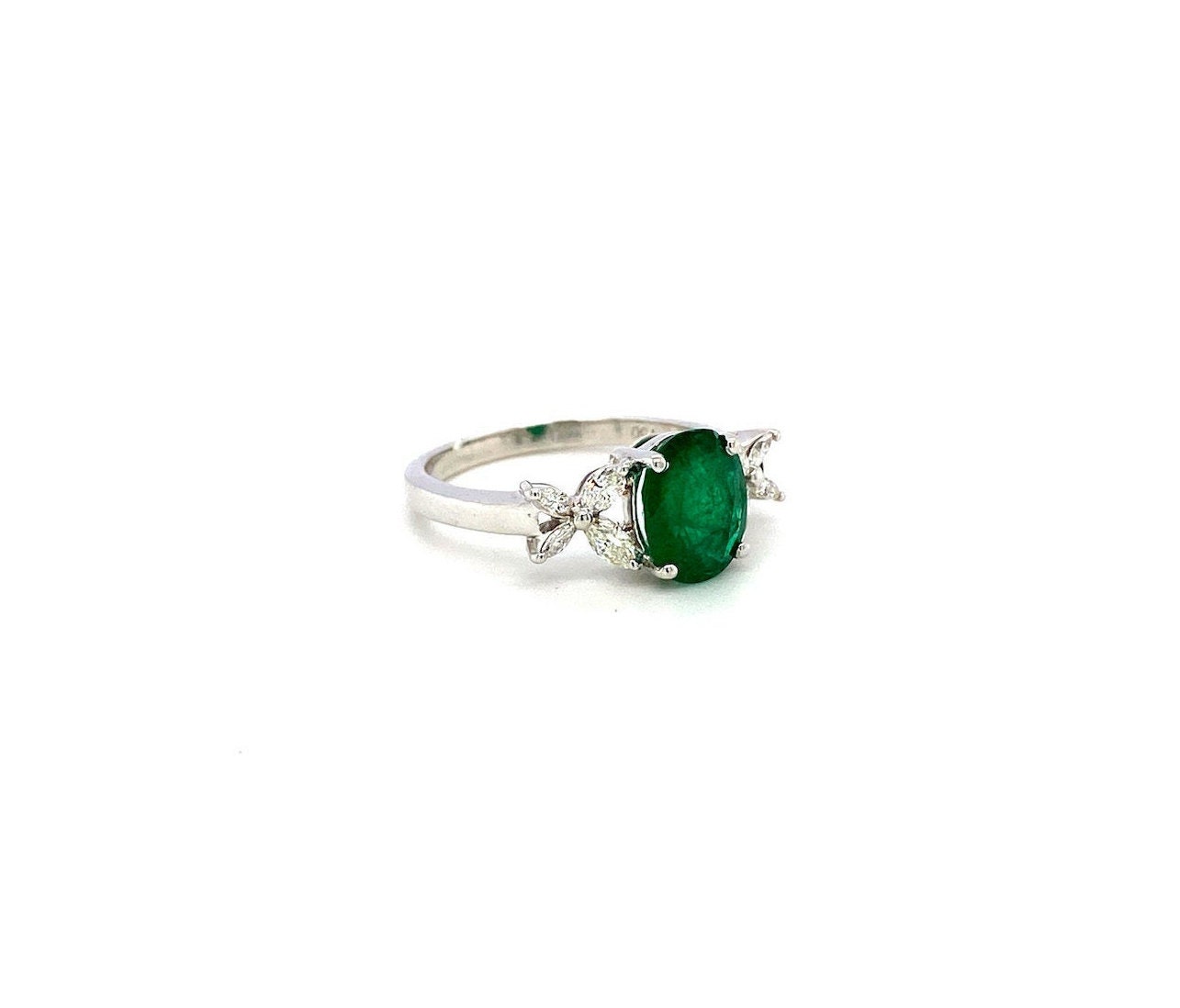 Elegant Green Emerald Diamond in White Gold Gemstone Ring for | Etsy