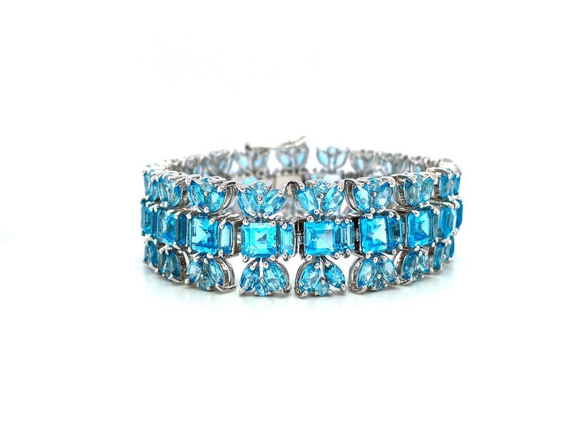 Blue topaz bracelet Many popular brands in silver for Natura women Large-scale sale Tennis