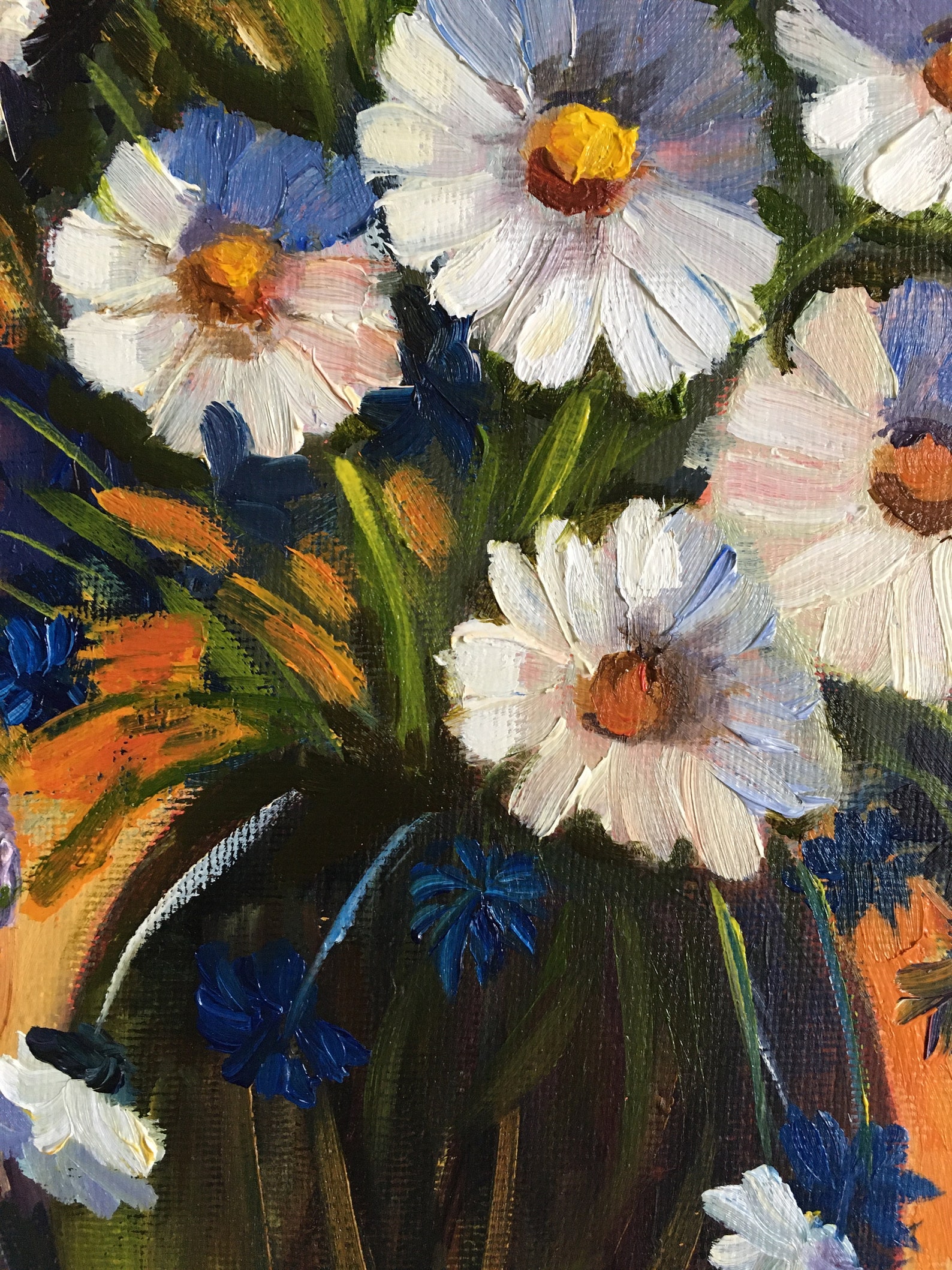 Daisy Painting Originai Oil Painting Daisy Bouquet Flowers Art Etsy