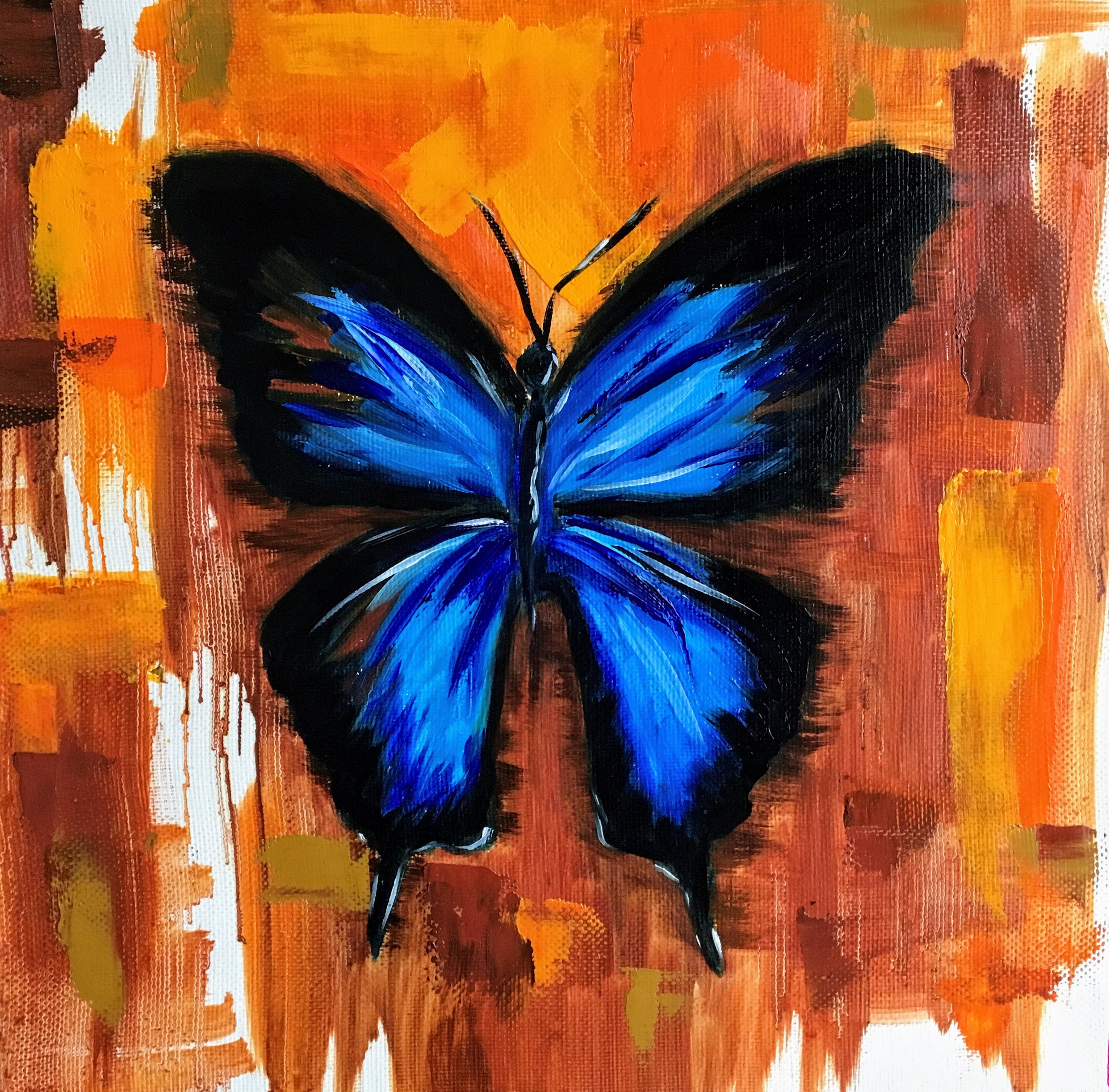 Butterfly Oil Painting Colorful Butterfly Home Decor Wall Etsy