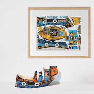 Un barco pesquero "Princesa" - Juguete cortado en cartón - 1980