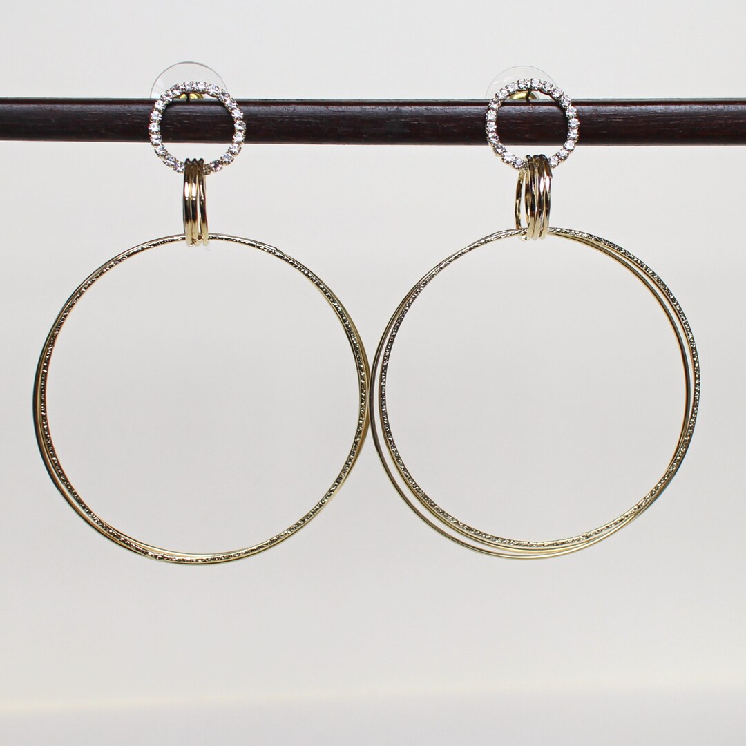 Rhinestone Hoop Earrings, Dangle & Drop Earrings, Gold Hoop Earrings