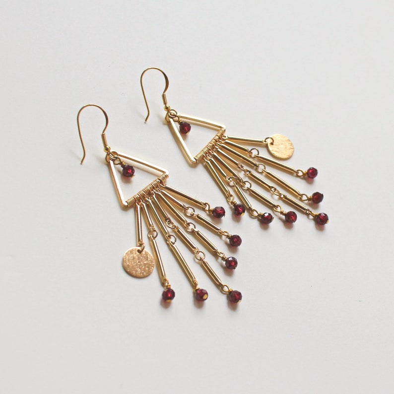 Red Cubic Zirconia Earrings Dangle & Drop Earrings Bar Etsy