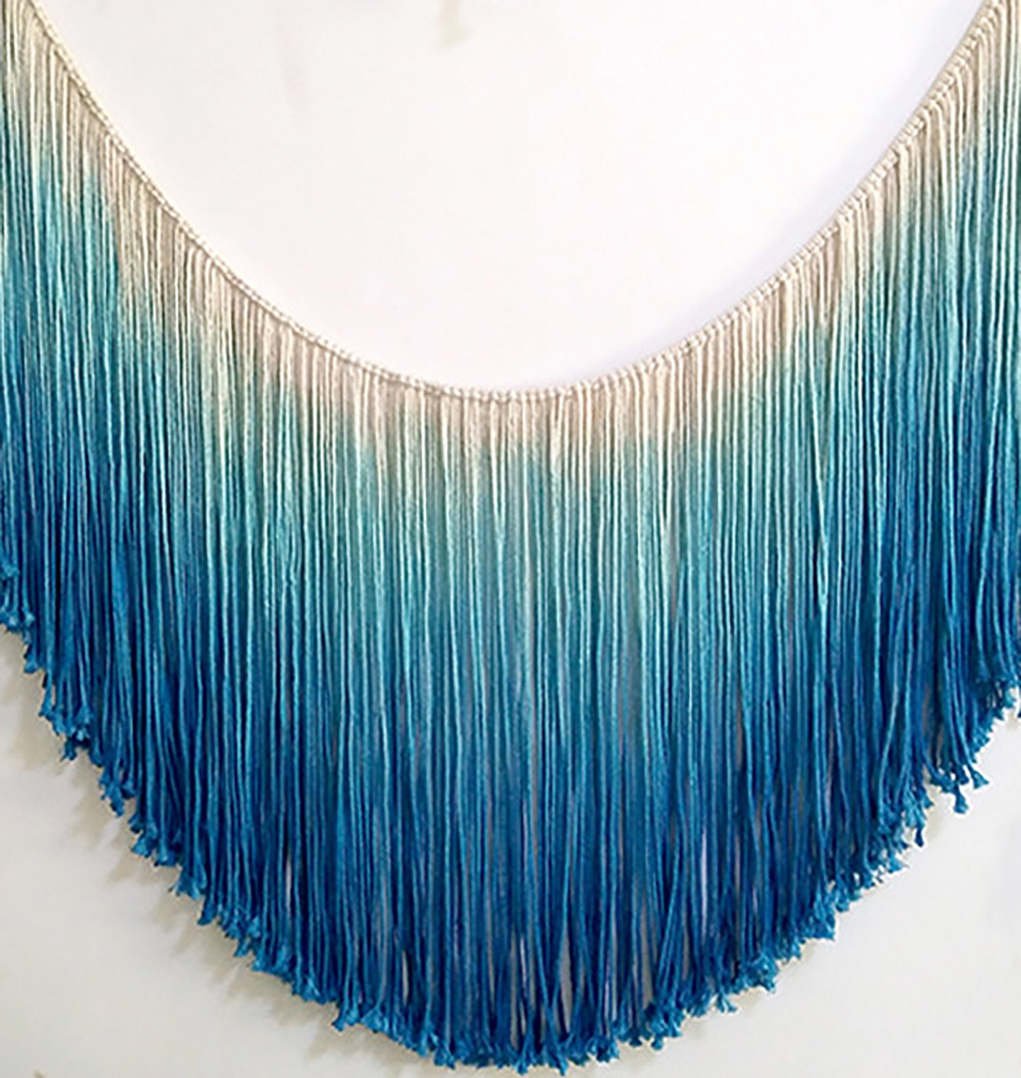 Blue Gradient Macrame Wall Hanging Teal Blue Ombre Coastal Etsy