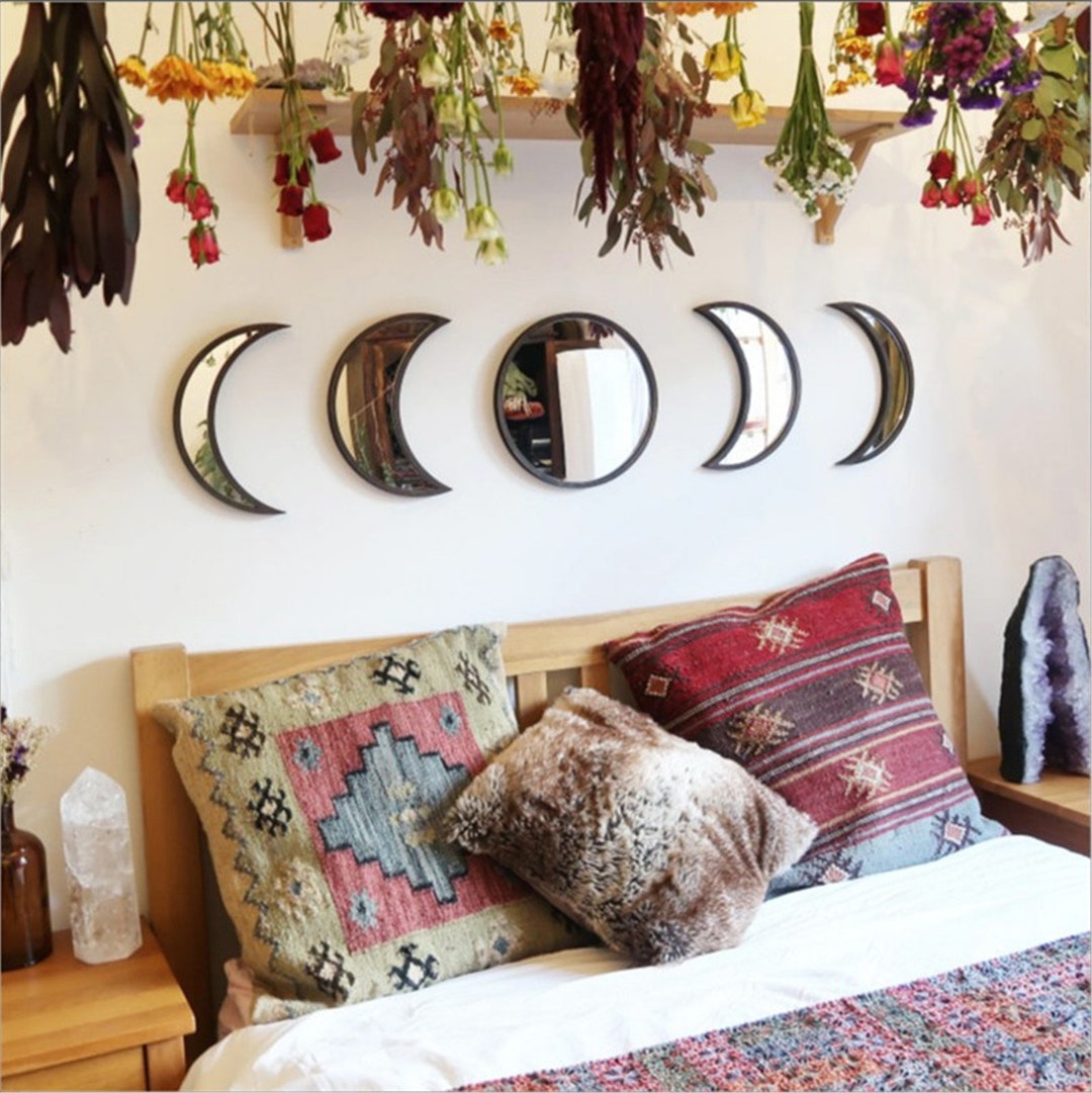 Nordic, Scandinavian Natural Decor Acrylic Moonphase Mirrors, Interior ...