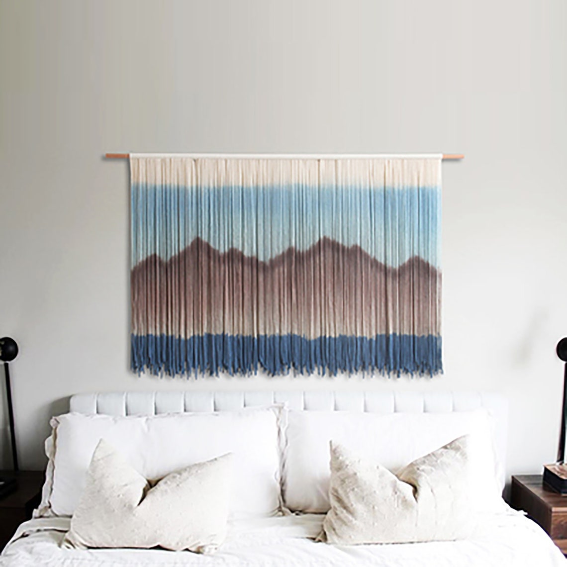Macrame Mountains Hand Dyed Art Wall Hanging Bohemian Macrame Etsy