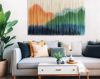 Bohemian Handwoven Wall Tapestry | Large Boho Woven Fabric Art for Living Room Sofa Background or Bedroom Headboard | Meditation Wall Decor