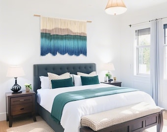 Custom Cotton Tapestry, Ocean Lake Mountain Wall Art, Large Hanging for Living Room, Bedroom, Office, Conference Room, Home Office Decor