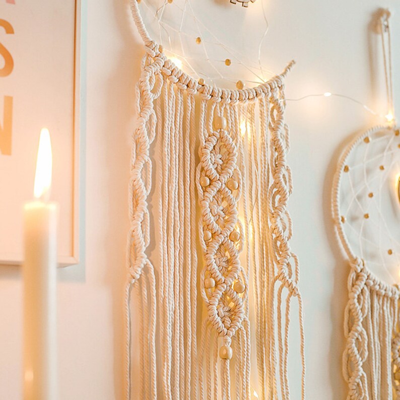 Download Crescent Moon & Owl Macrame Dream Catcher Wall Hanging ...