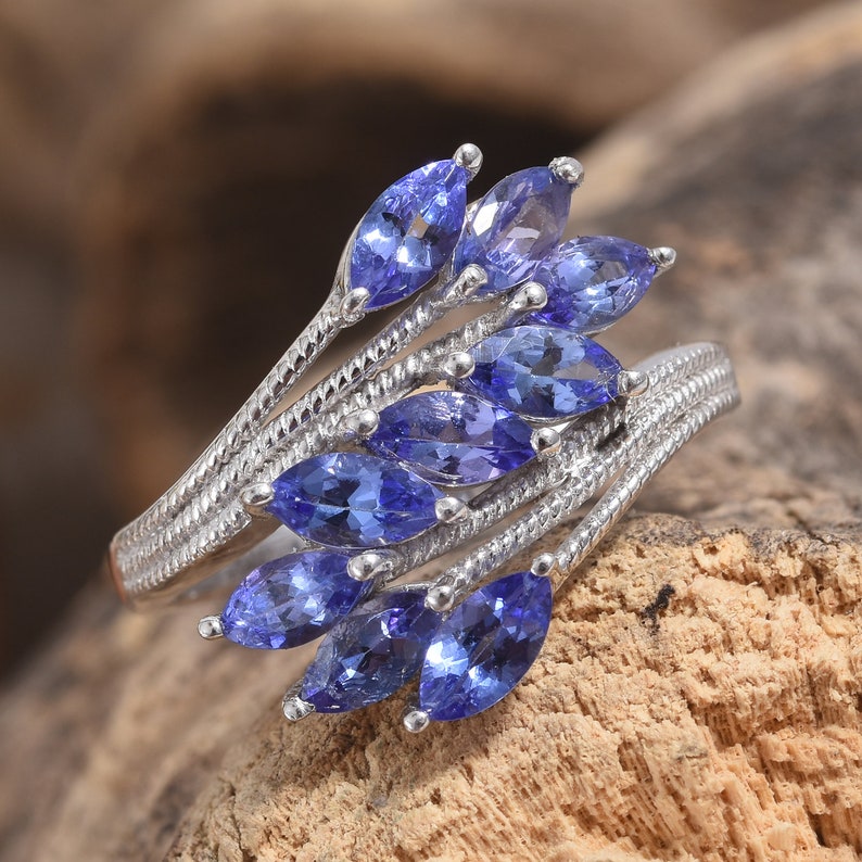 Tanzanite Gemstone Tanzanite Jewellery Silver Ring TGW 2.30 cts Silver Jewellery Rings AAA Tanzanite Sterling Silver Bypass Ring