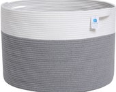 24 quot x 24 quot x 17 quot Mega Size Extra Large Storage Basket, Large Cotton Rope Storage Basket, Woven Laundry Hamper, for Toys Blankets, Grey