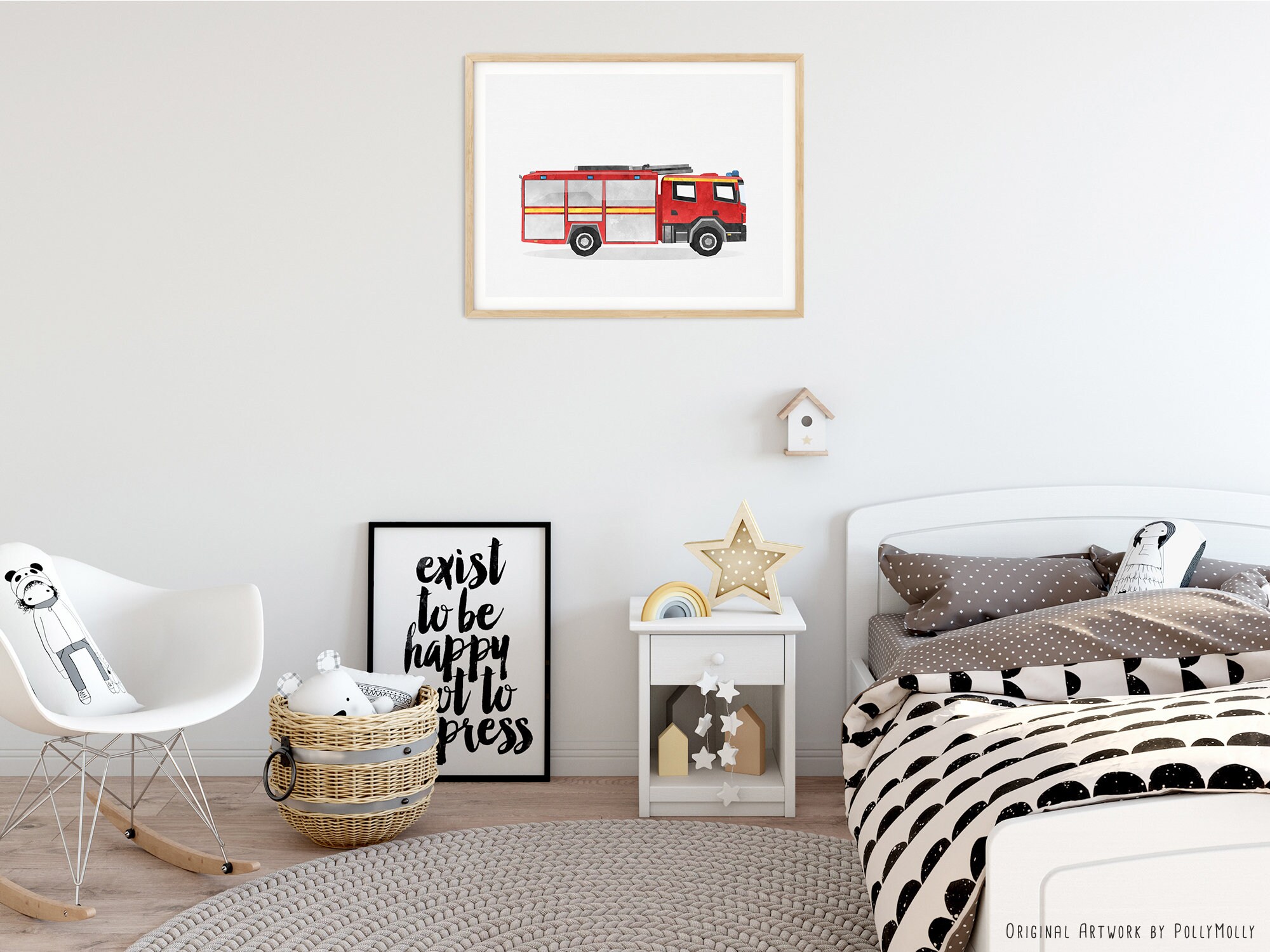 Feuerwehrauto Wandkunst Feuertruck Druck Jungenzimmer | Etsy