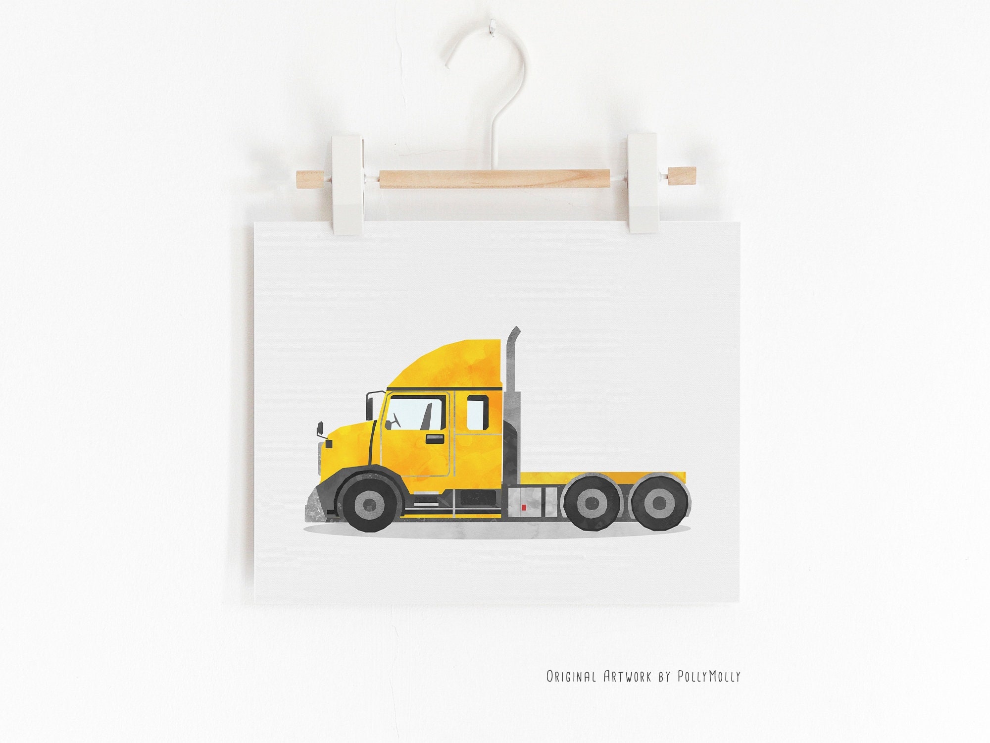 Semi Truck Print Trucks Wall Art Vehicle Poster Toddler | Etsy