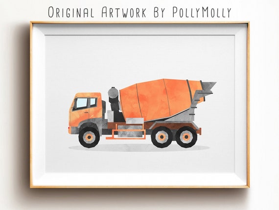 Cement Mixer Truck Art Concrete Mixer Vehicle Wall Art | Etsy