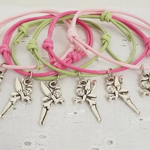 6 Tinkerbelle Fairy Theme Adjustable Friendship Wish Bracelets Party Bag Favours Gifts Prize Hen Do