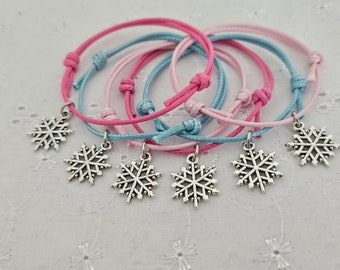 6 Frozen Theme Snowflake Adjustable Friendship Wish Bracelets Party Bag Favours Gifts Keepsakes