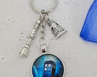 DR WHO Dalek Tardis keyrings with gift bag