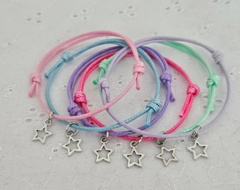 6 Star Adjustable Friendship Wish Bracelets Party Bag Favours Good Luck Gift Riding Competition