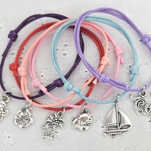 6 Moana theme Charm Adjustable Friendship Wish Bracelets Party Bag Favours Gifts Keepsakes